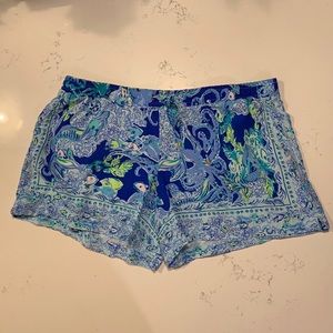 Lilly Pulitzer blue and green drawstring shorts
